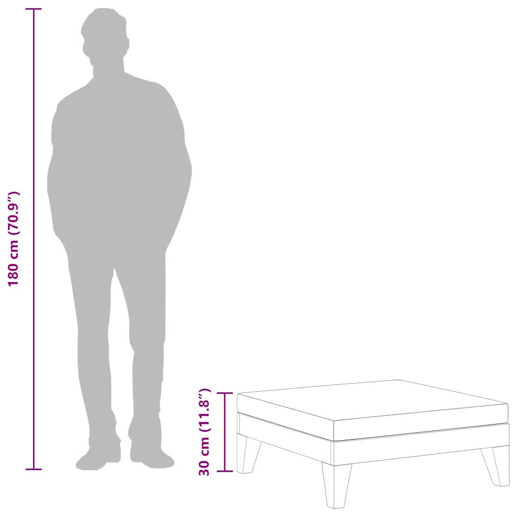 Poggiapiedi Modulare Cuscino Grigio Scuro in Massello d'Acacia