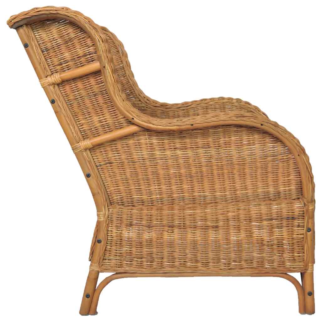 Poltrona con Cuscino Marrone Chiaro in Rattan Naturale e Lino - homemem39