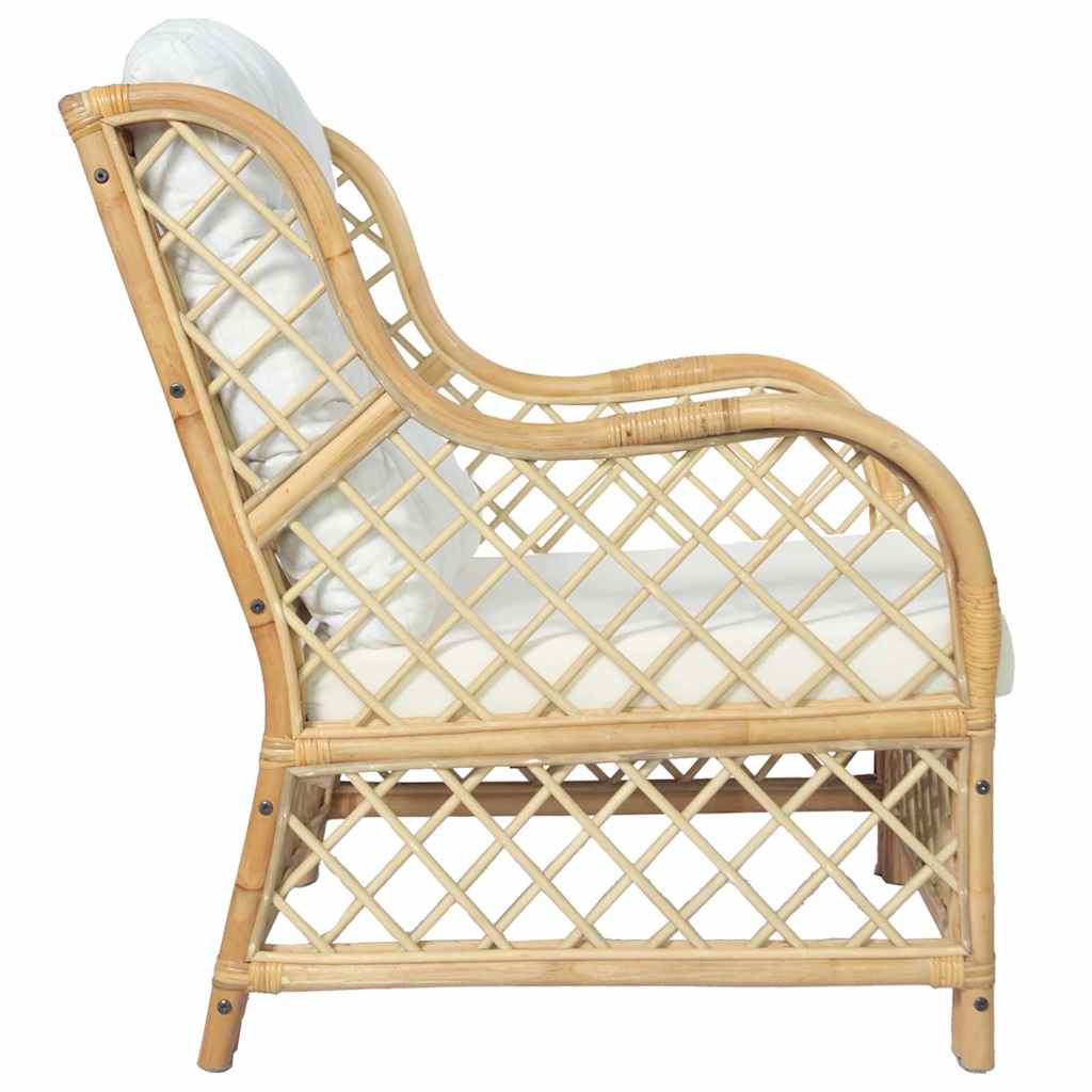 Poltrona con Cuscino in Rattan Naturale e Lino - homemem39