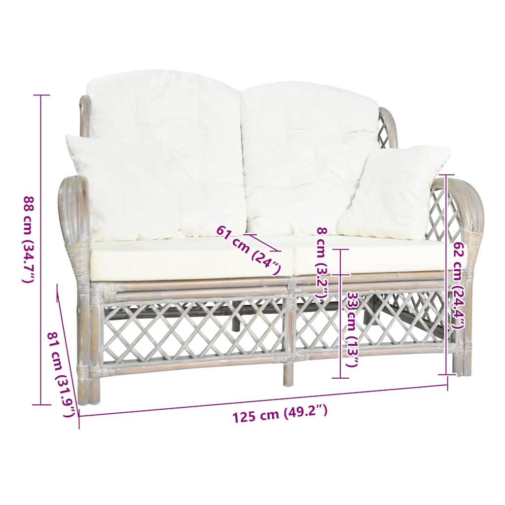 Divano a 2 Posti in Rattan Grigio | homemem39