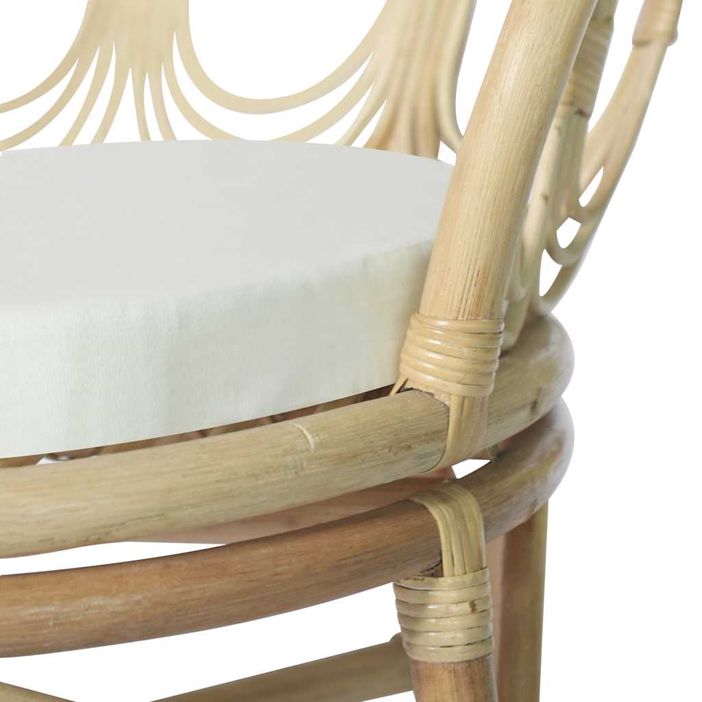 Sedia da Pranzo con Cuscino in Rattan Naturale e Lino - homemem39