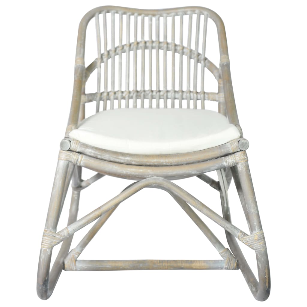 Sedia Grigia in Rattan e Lino - homemem39