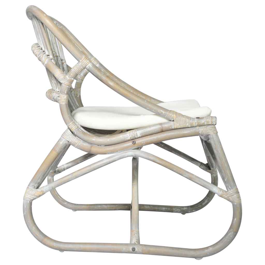 Sedia Grigia in Rattan e Lino - homemem39