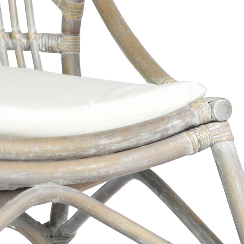 Sedia Grigia in Rattan e Lino - homemem39