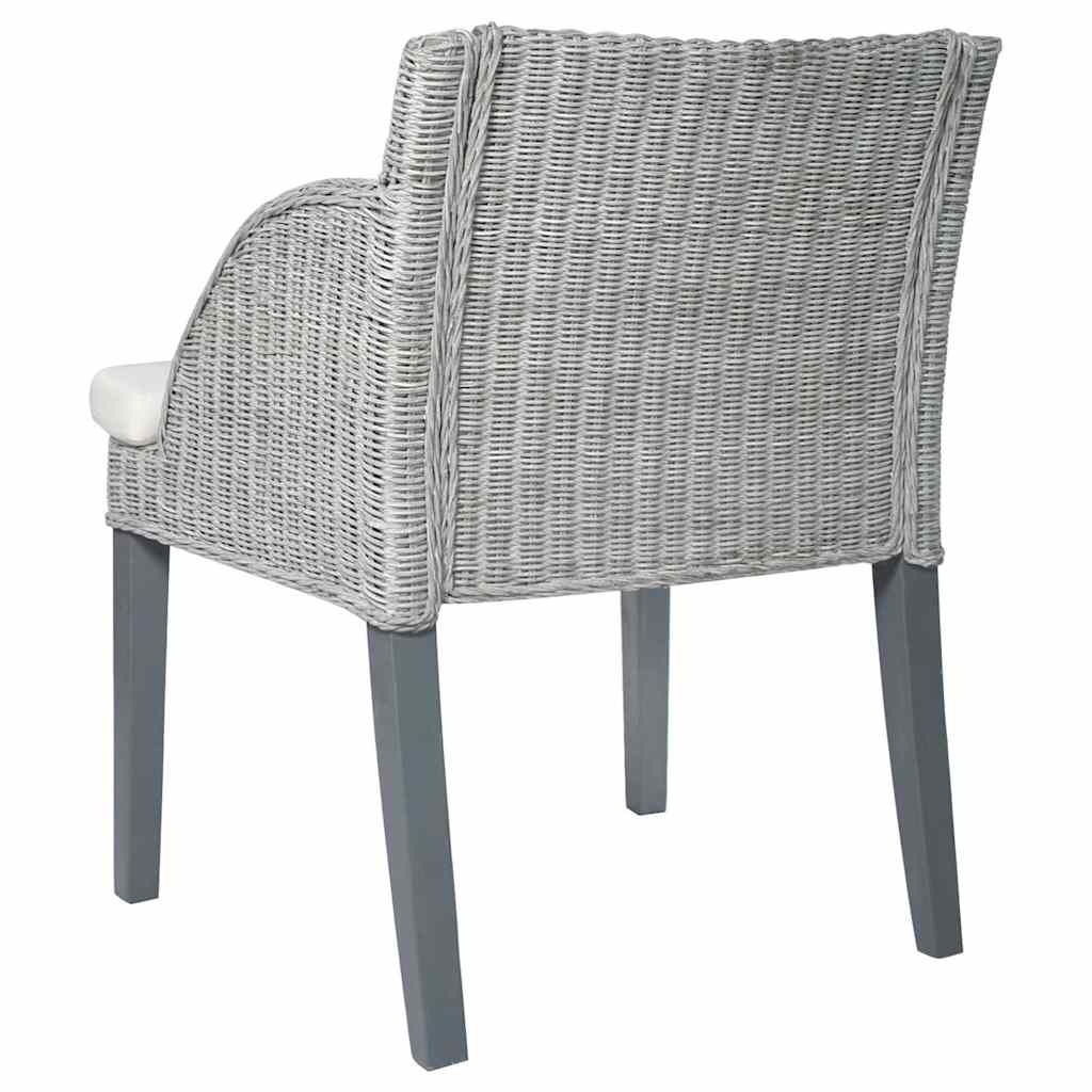 Sedie da Pranzo con Cuscini 2 pz Grigi in Rattan Naturale - homemem39