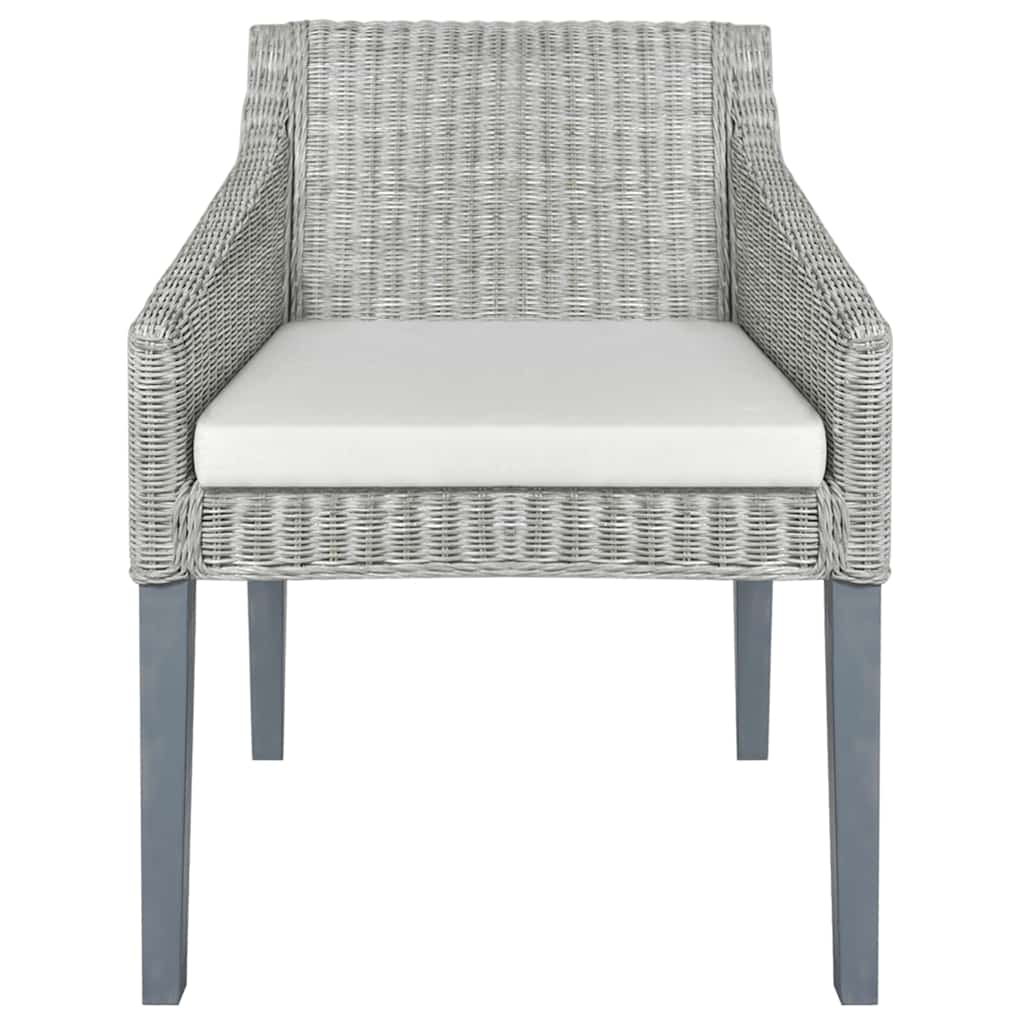 Sedie da Pranzo con Cuscini 2 pz Grigi in Rattan Naturale - homemem39