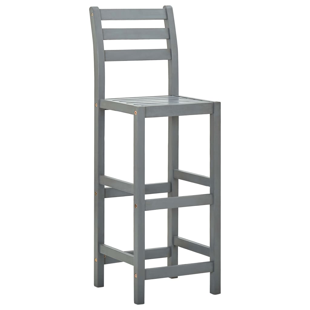 Sgabelli da Bar 4 pz Grigi in Legno Massello di Acacia - homemem39