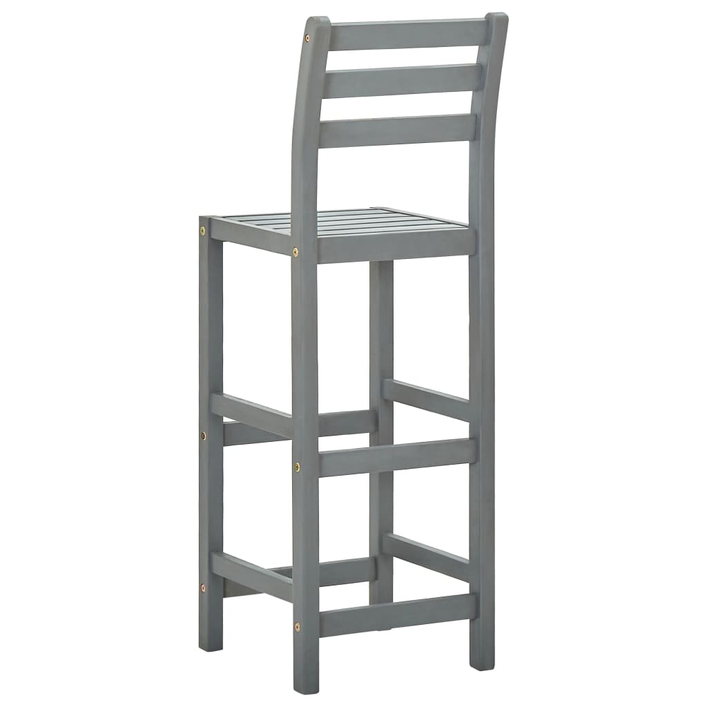 Sgabelli da Bar 4 pz Grigi in Legno Massello di Acacia - homemem39