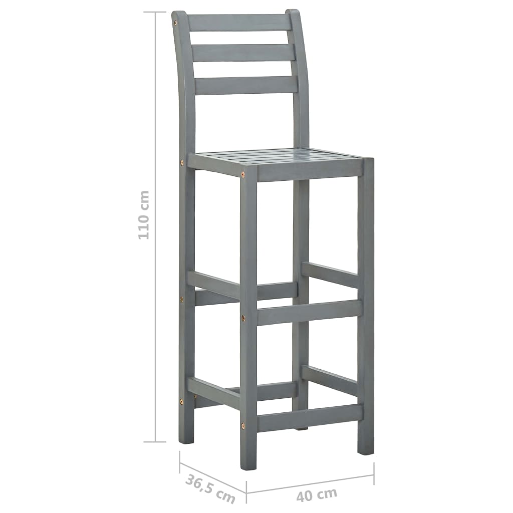 Sgabelli da Bar 4 pz Grigi in Legno Massello di Acacia - homemem39