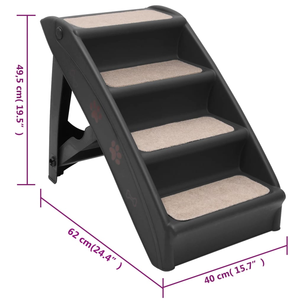 Scala Pieghevole per Cani Nera 62x40x49,5 cm | homemem39