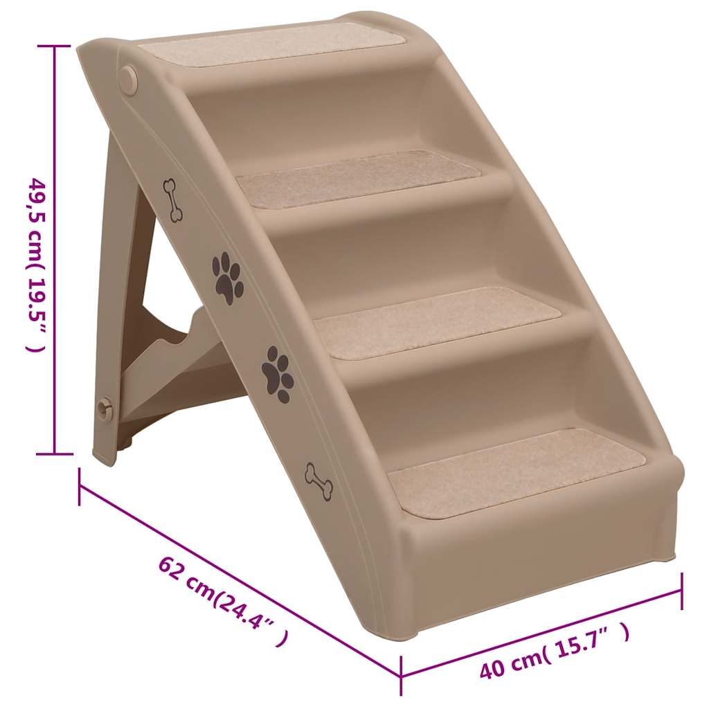 Scala Pieghevole per Cani Marrone 62x40x49,5 cm | homemem39