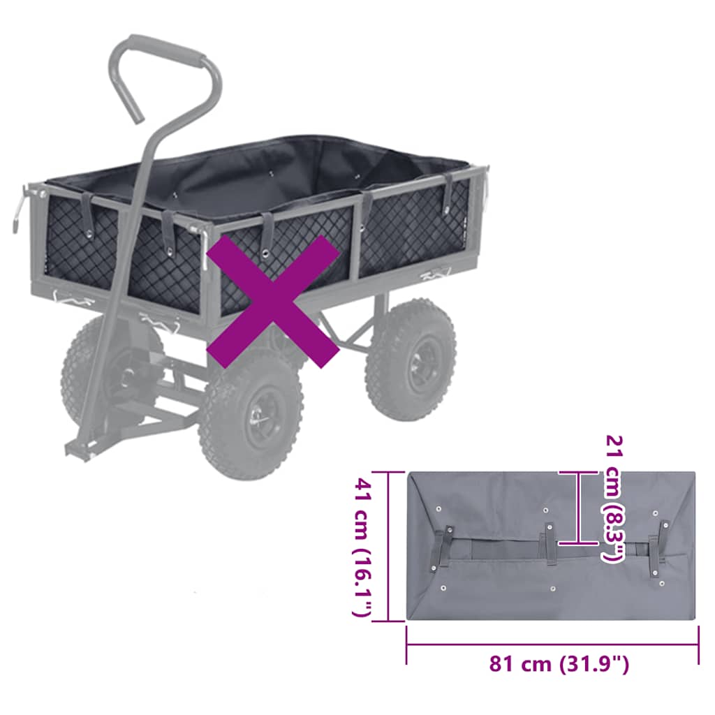 Telo per Carrello da Giardino Grigio Scuro 81x41x21 cm Tessuto | homemem39
