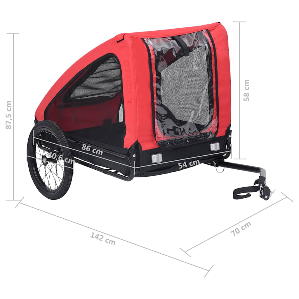 Rimorchio da Bici per Animali Domestici Rosso e Nero | homemem39