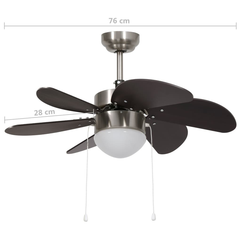 Ventilatore da Soffitto con Luce 76 cm Marrone Scuro | homemem39
