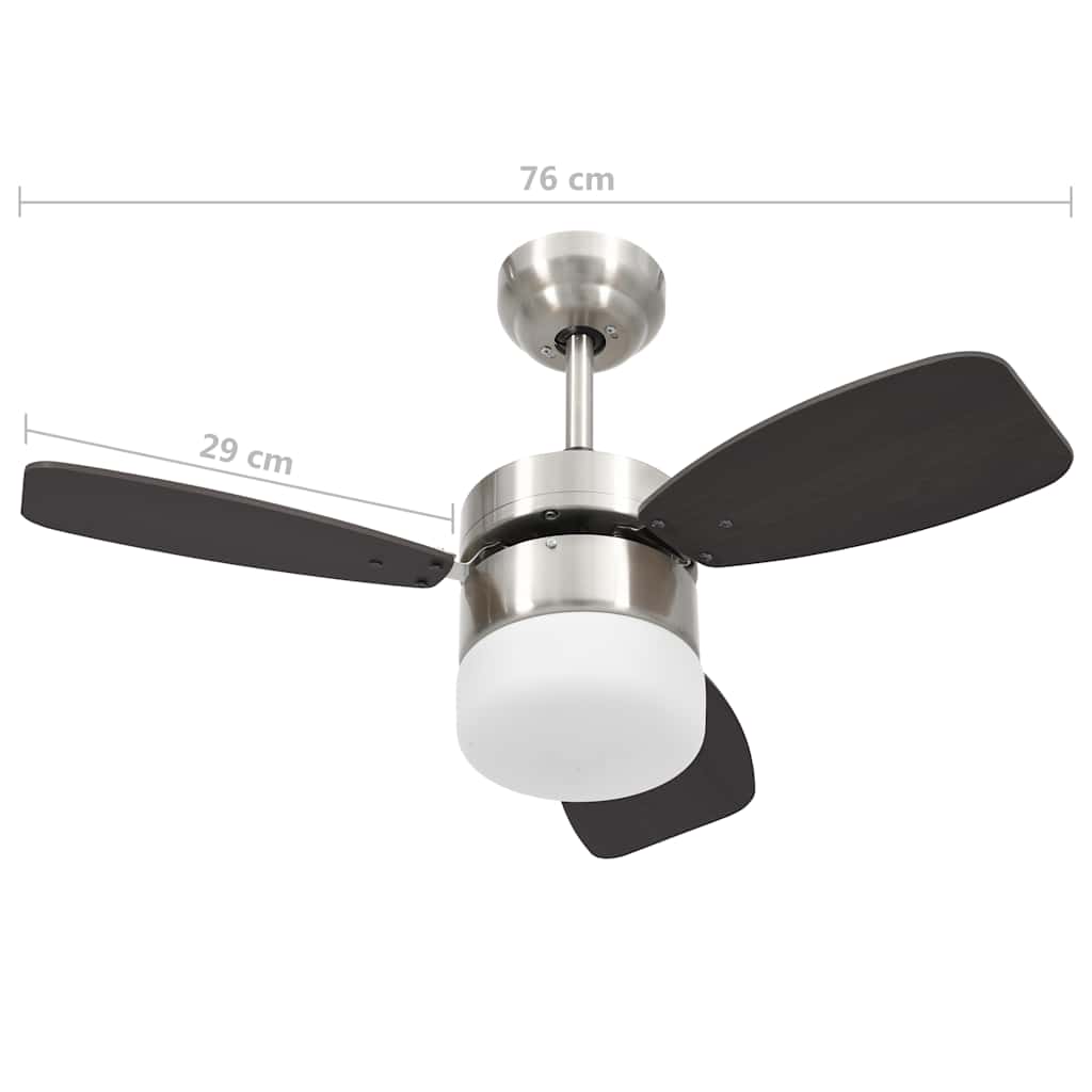 Ventilatore Soffitto con Luce e Telecomando 76 cm Marrone Scuro | homemem39