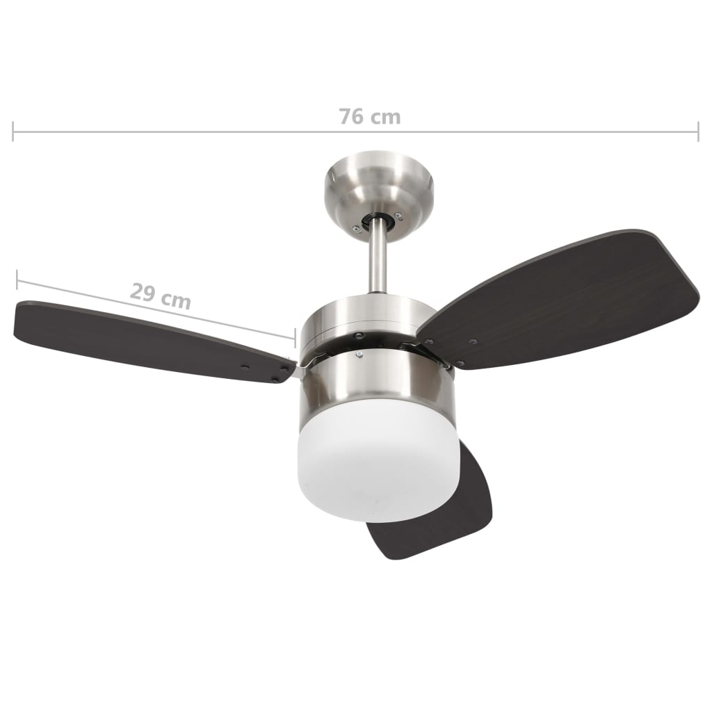 Ventilatore Soffitto con Luce e Telecomando 76 cm Marrone Scuro - homemem39