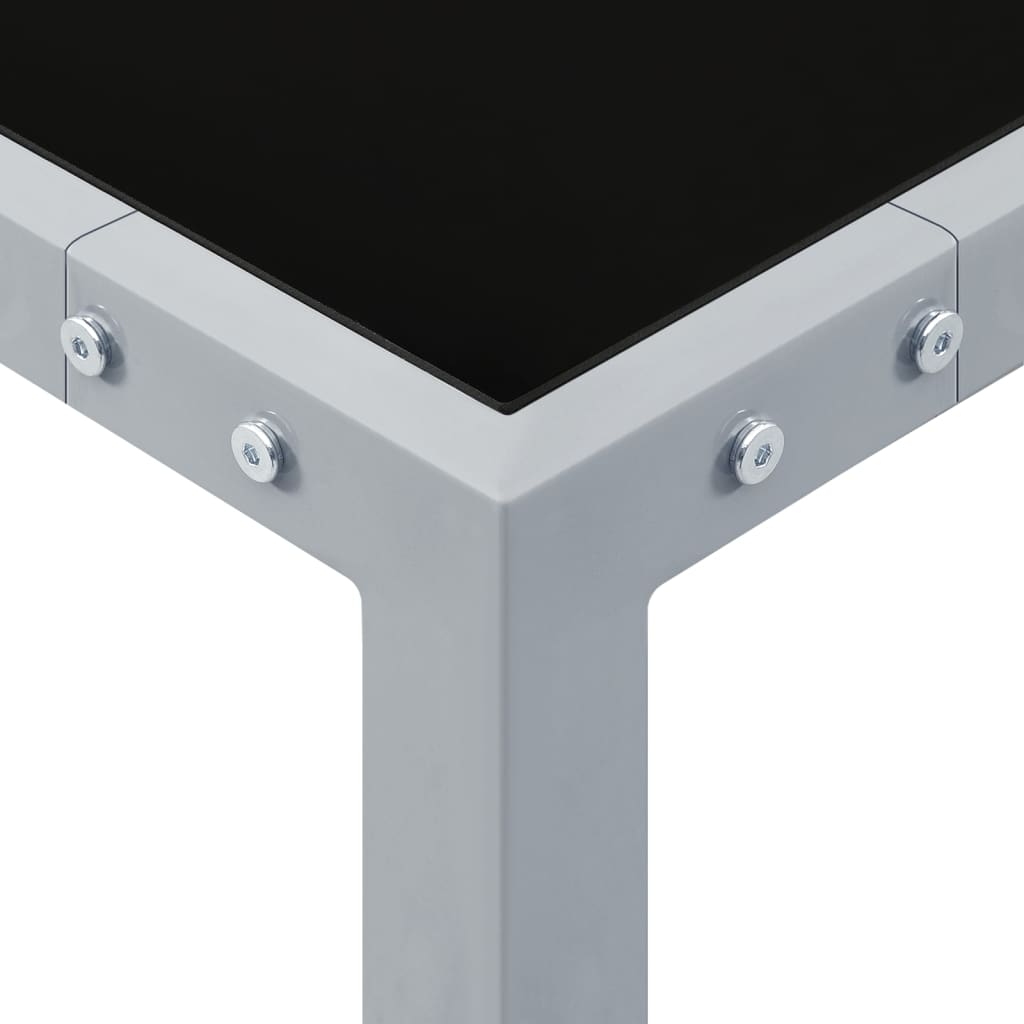 Tavolo da Giardino 130x130x72 cm Grigio in Acciaio e Vetro - homemem39