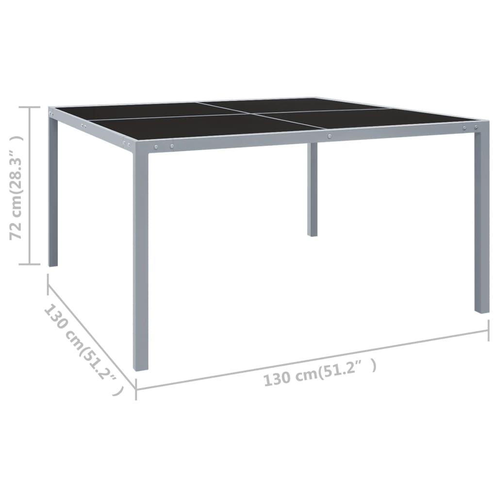 Tavolo da Giardino 130x130x72 cm Grigio in Acciaio e Vetro - homemem39