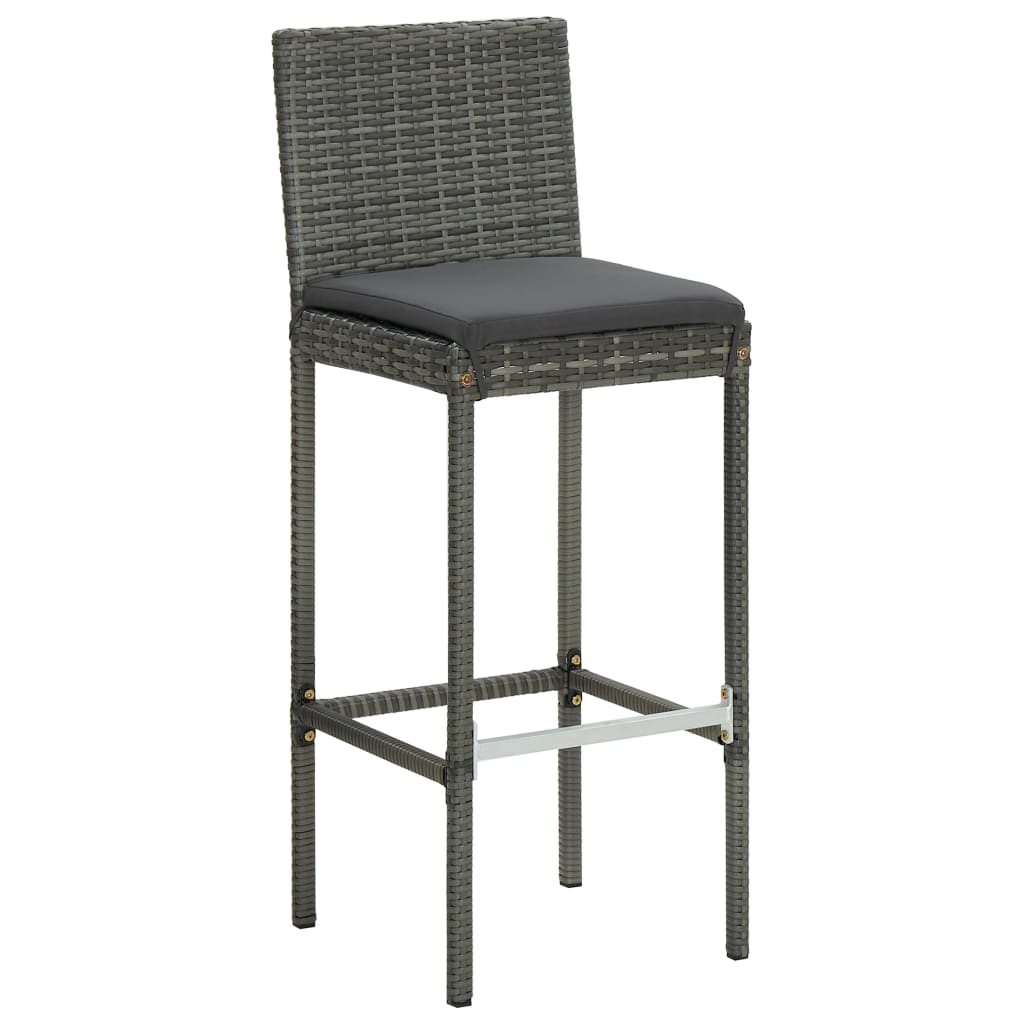 Bar Stools with Cushions 4 pcs Gray in Polyrattan