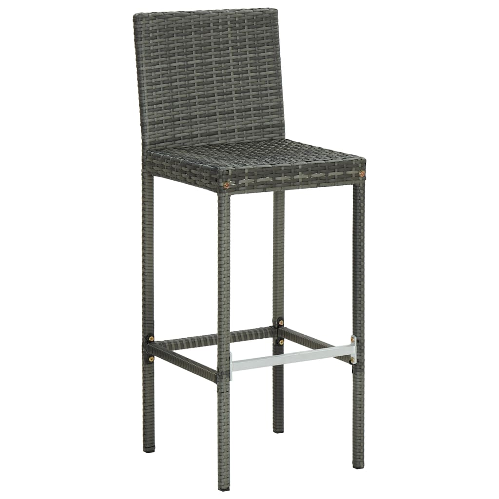 Bar Stools with Cushions 4 pcs Gray in Polyrattan