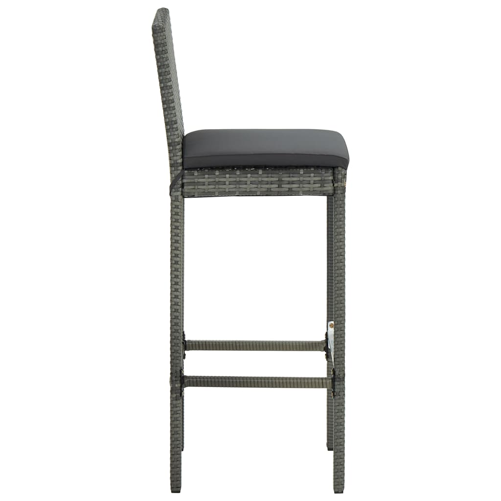 Bar Stools with Cushions 4 pcs Gray in Polyrattan
