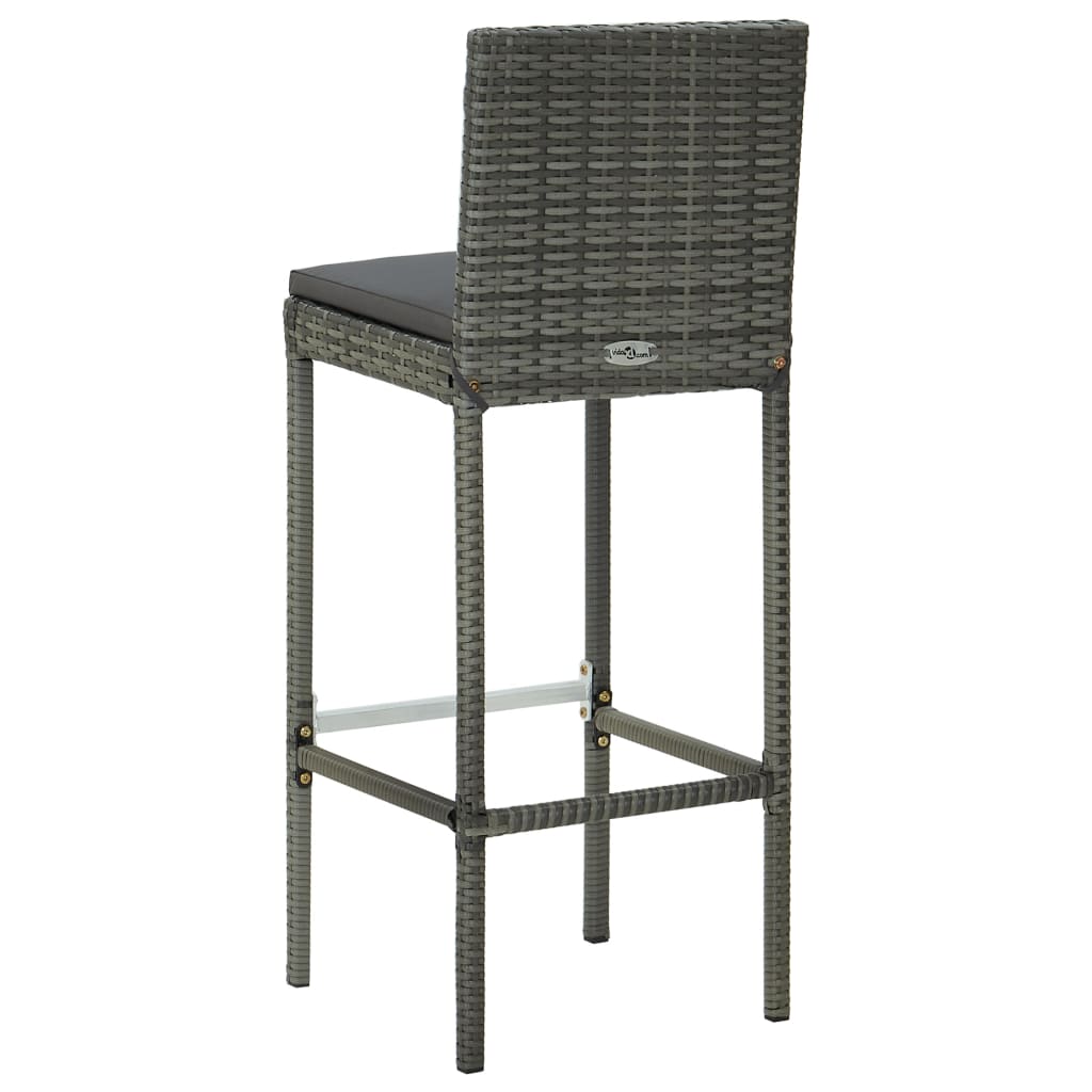 Bar Stools with Cushions 4 pcs Gray in Polyrattan