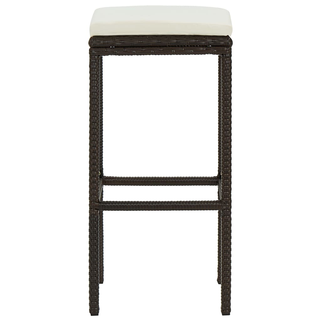 Sgabelli da Bar con Cuscini 2 pz Marroni in Polyrattan - homemem39