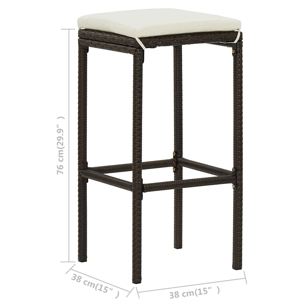 Set da Bar 3 pz in Polyrattan Marrone - homemem39
