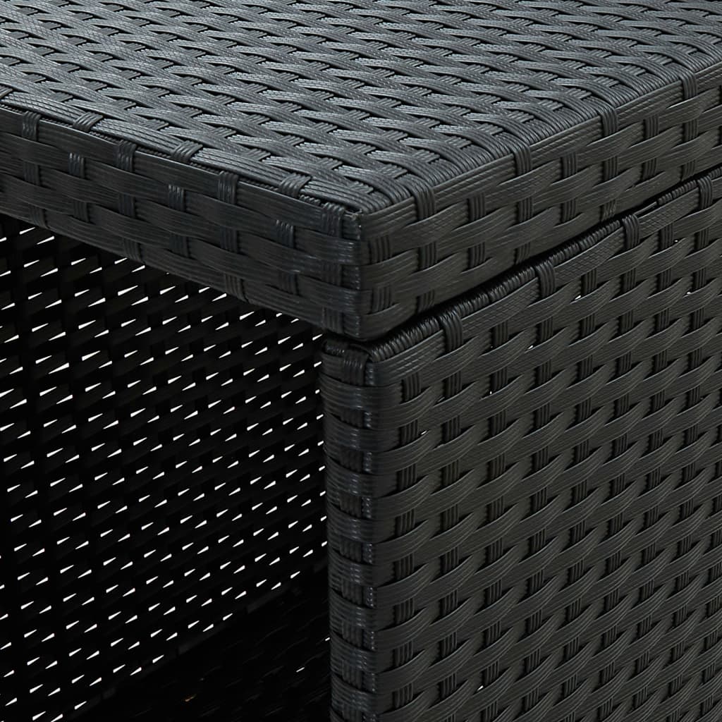 Tavolo da Bar con Ripiani Nero 120x60x110 cm in Polyrattan - homemem39