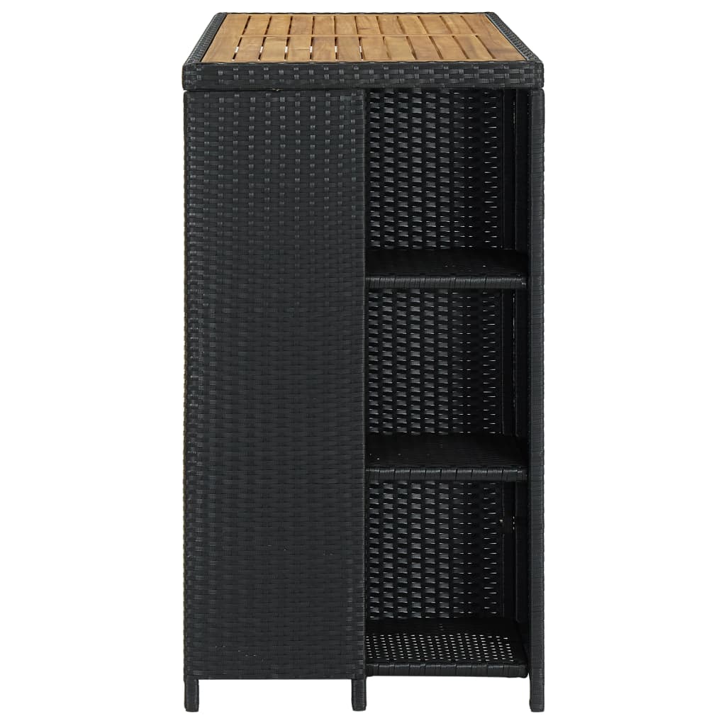 Tavolo da Bar con Ripiani Nero 120x60x110 cm in Polyrattan - homemem39