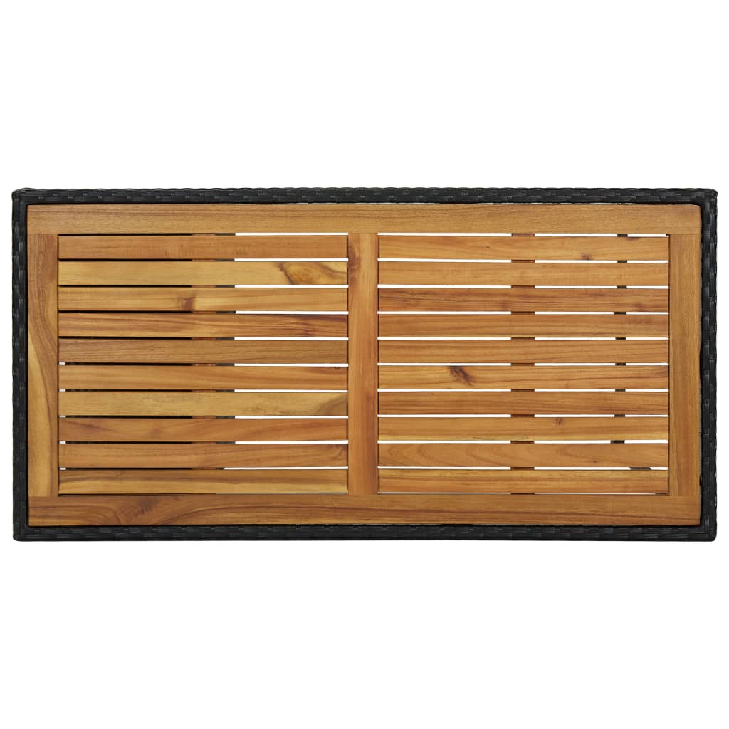 Tavolo da Bar con Ripiani Nero 120x60x110 cm in Polyrattan - homemem39