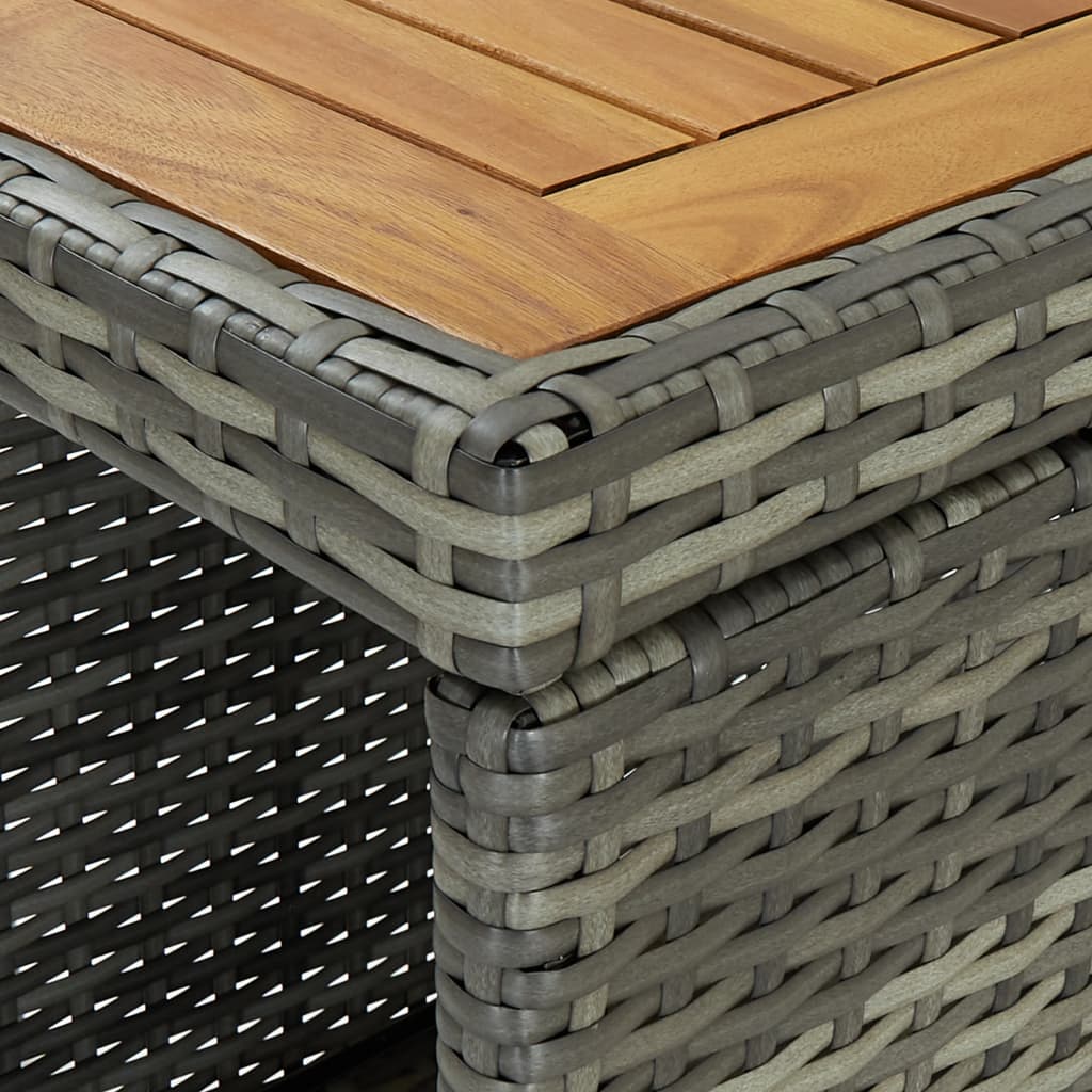 Tavolo da Bar con Ripiani Grigio 120x60x110 cm in Polyrattan - homemem39