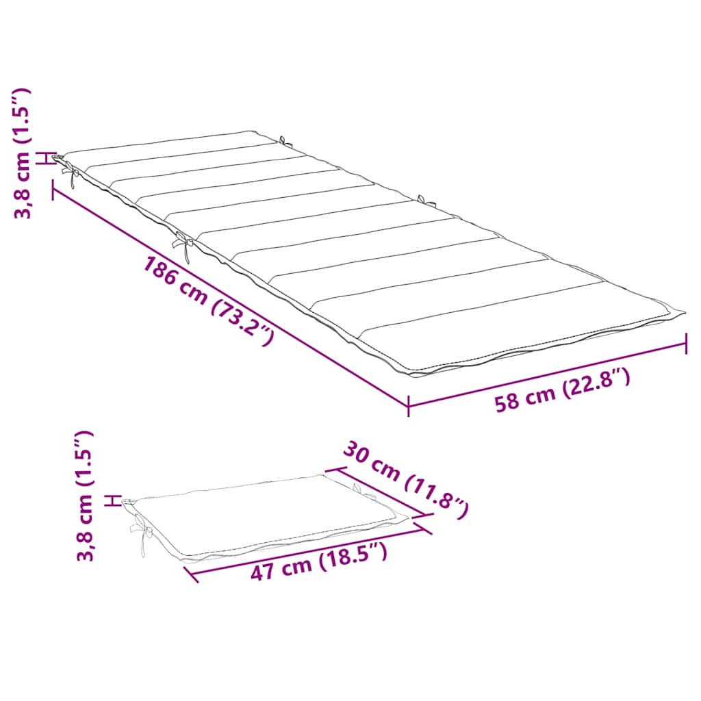 Cuscino per Lettino a Quadri Rossi 186x58x4cm in Tessuto Oxford - homemem39