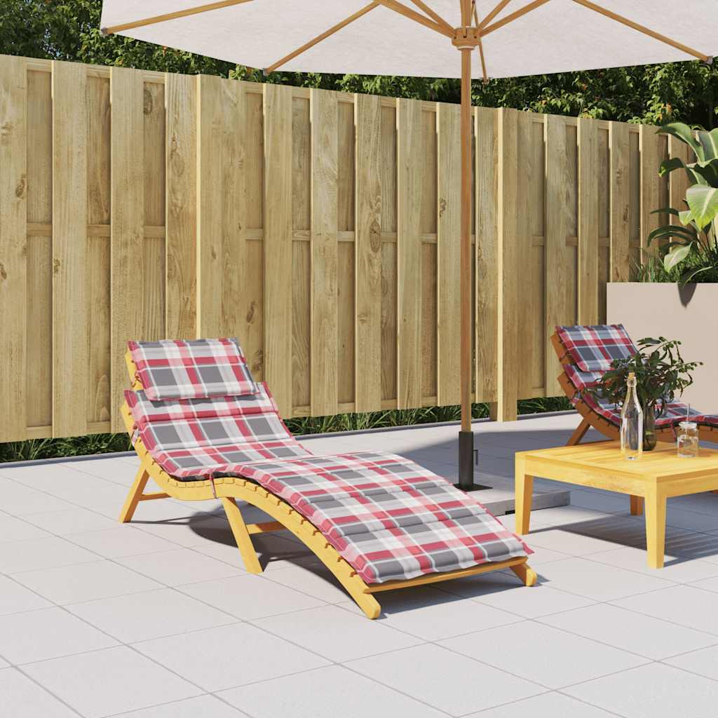 Cuscino per Lettino a Quadri Rossi 186x58x4cm in Tessuto Oxford - homemem39