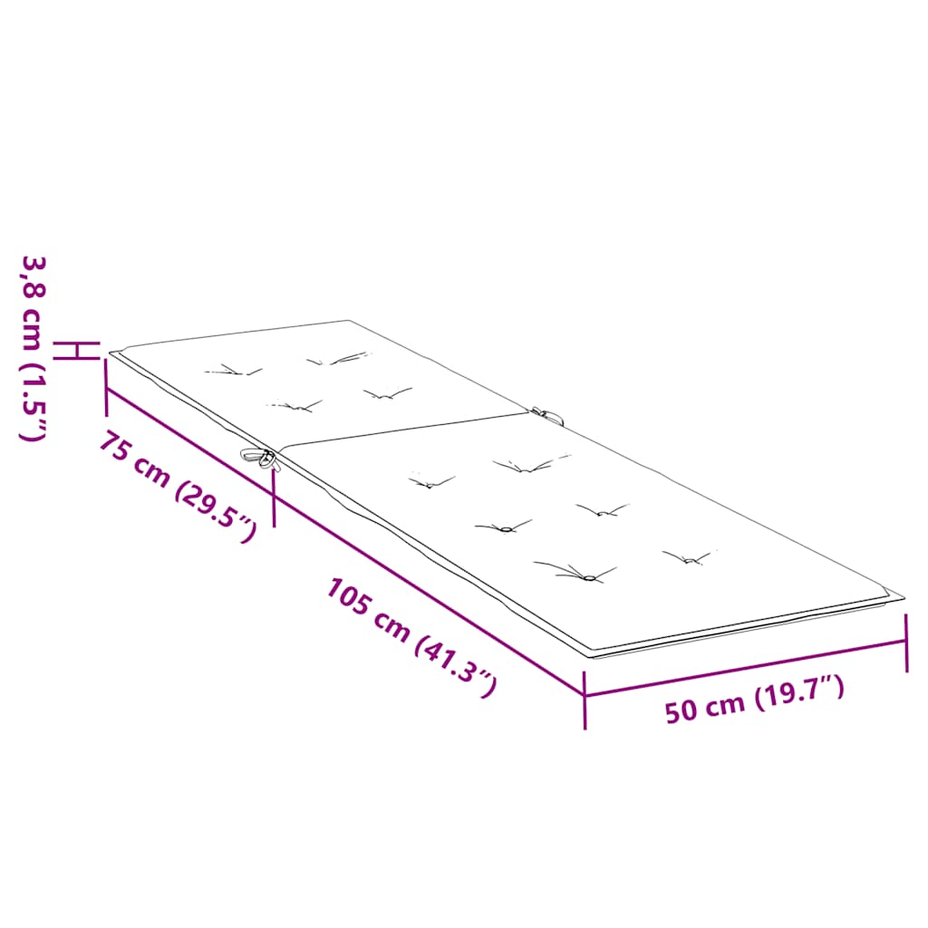 Cuscino per Sedia a Sdraio Grigio a Quadri (75+105)x50x4 cm - homemem39