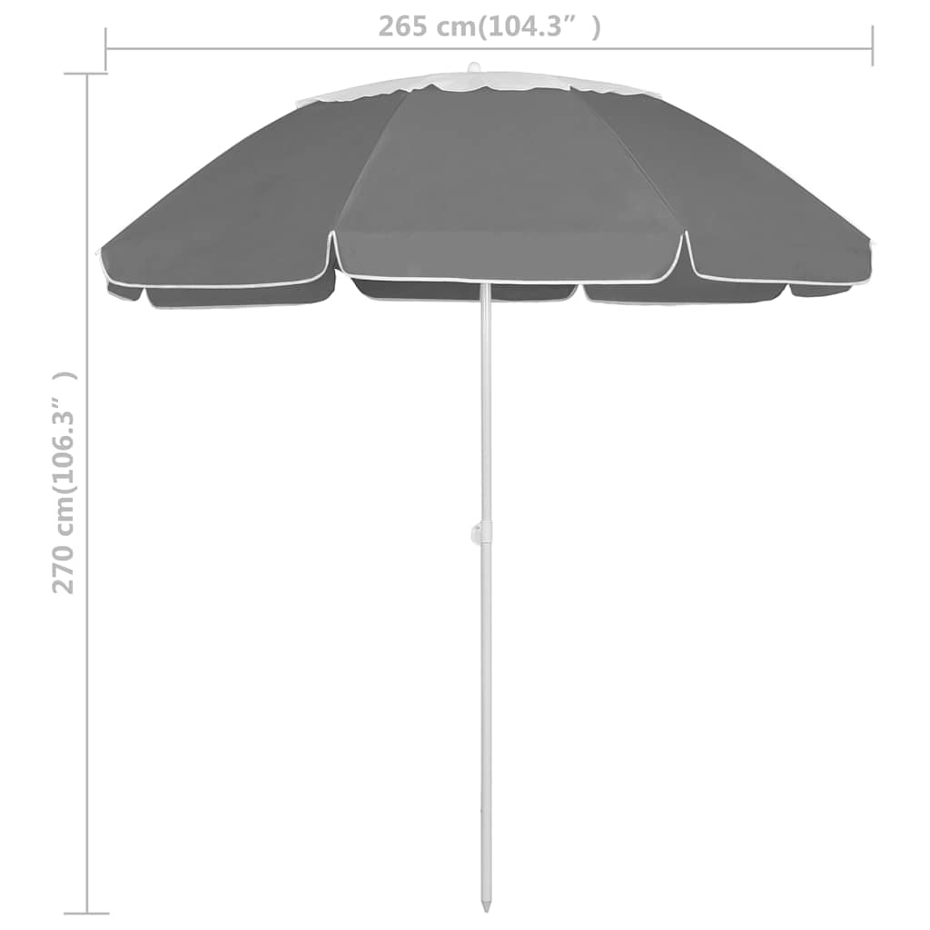 Ombrellone da Spiaggia Antracite 240 cm