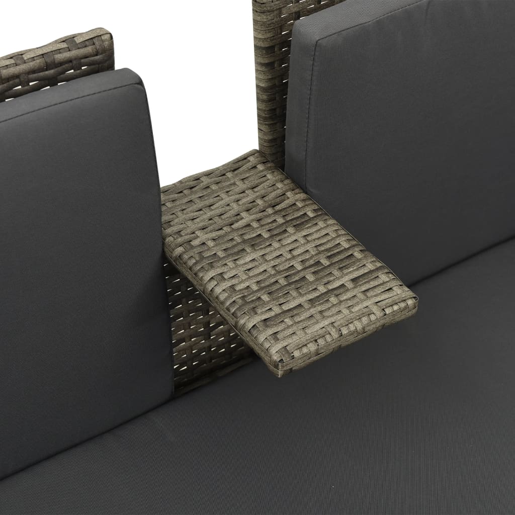 Set Divani da Giardino 3 pz con Cuscini in Polyrattan Grigio - homemem39