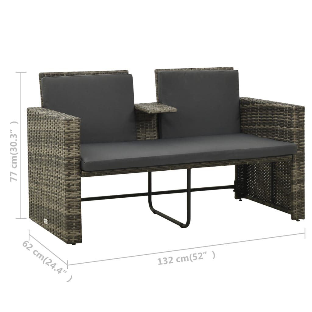 Set Divani da Giardino 3 pz con Cuscini in Polyrattan Grigio - homemem39
