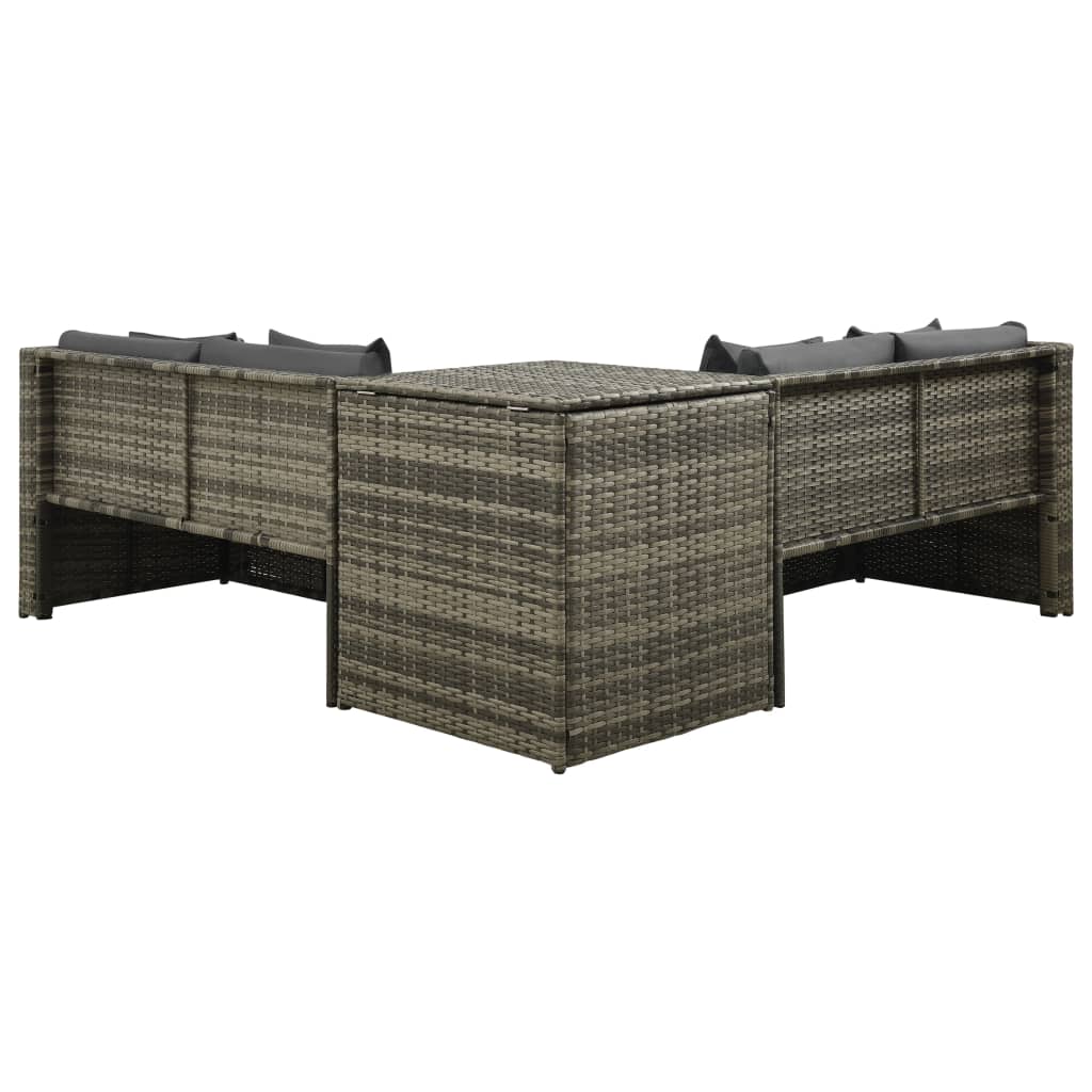 Set Divani da Giardino 4 pz con Cuscini in Polyrattan Grigio - homemem39