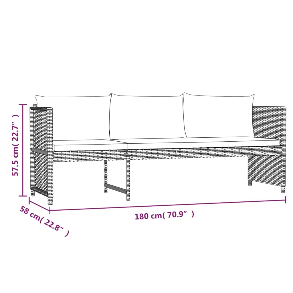 6-piece Garden Sofa Set with Gray Polyrattan Cushions