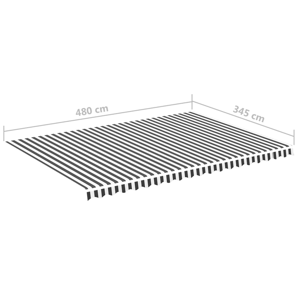 Tessuto di Ricambio per Tenda da Sole Antracite e Bianco 5x3,5 m Poliestere | homemem39