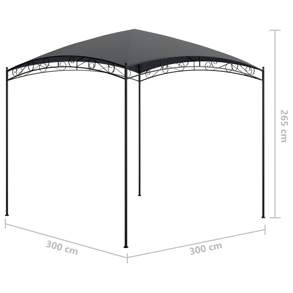 Gazebo 3x3x2,65 m Antracite 180 g/m² | homemem39