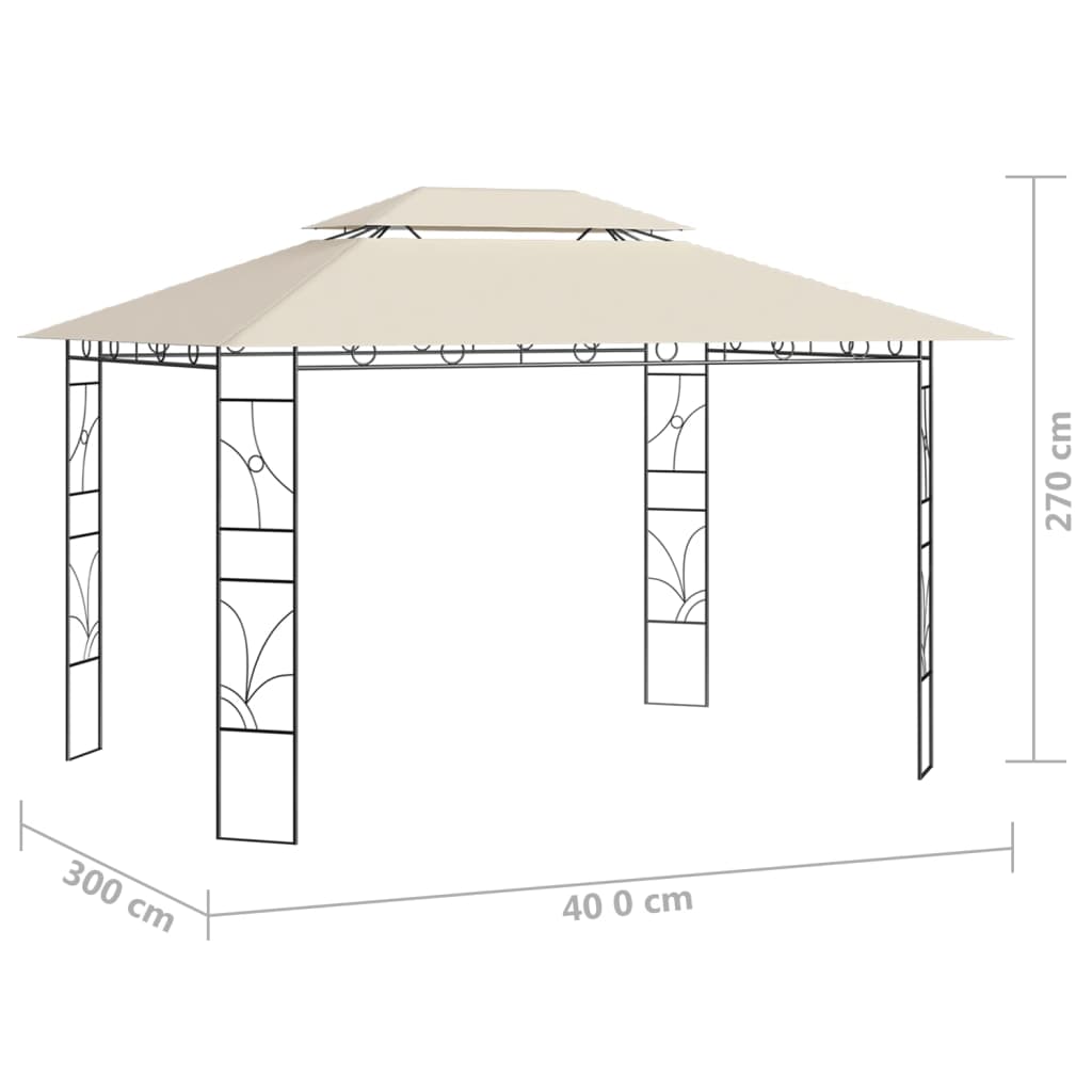 Gazebo 4x3x2,7 m Crema 160 g/m² | homemem39