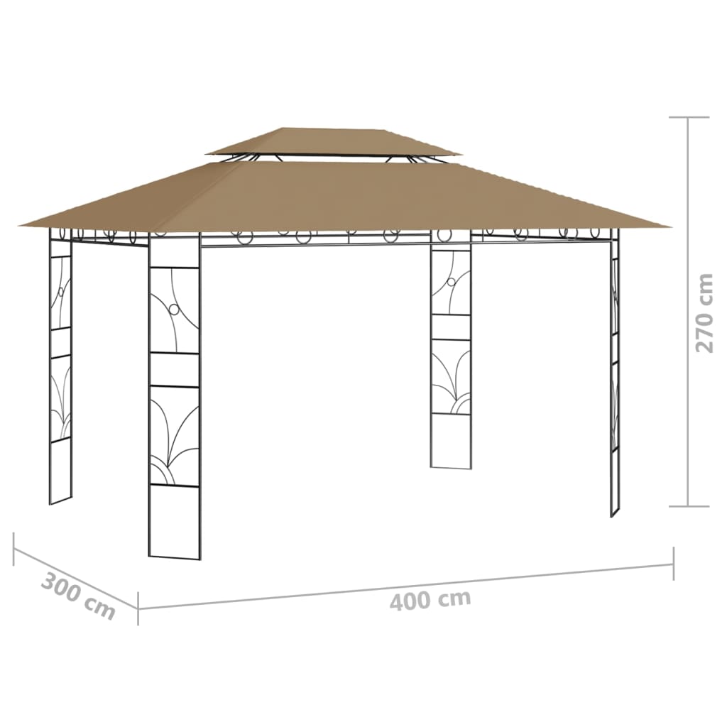 Gazebo 4x3x2,7 m Grigio Talpa 160 g/m² | homemem39
