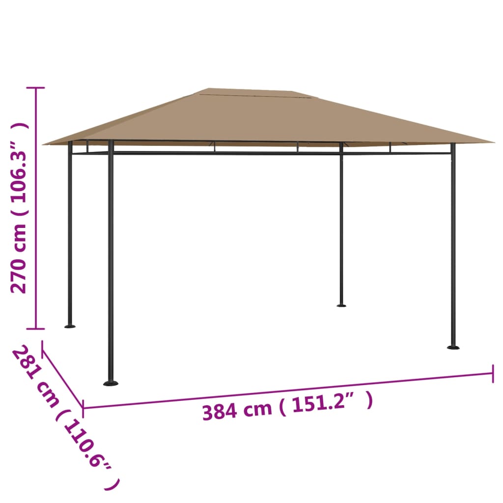Gazebo 384x281x270 cm Grigio Talpa 180 g/m² | homemem39