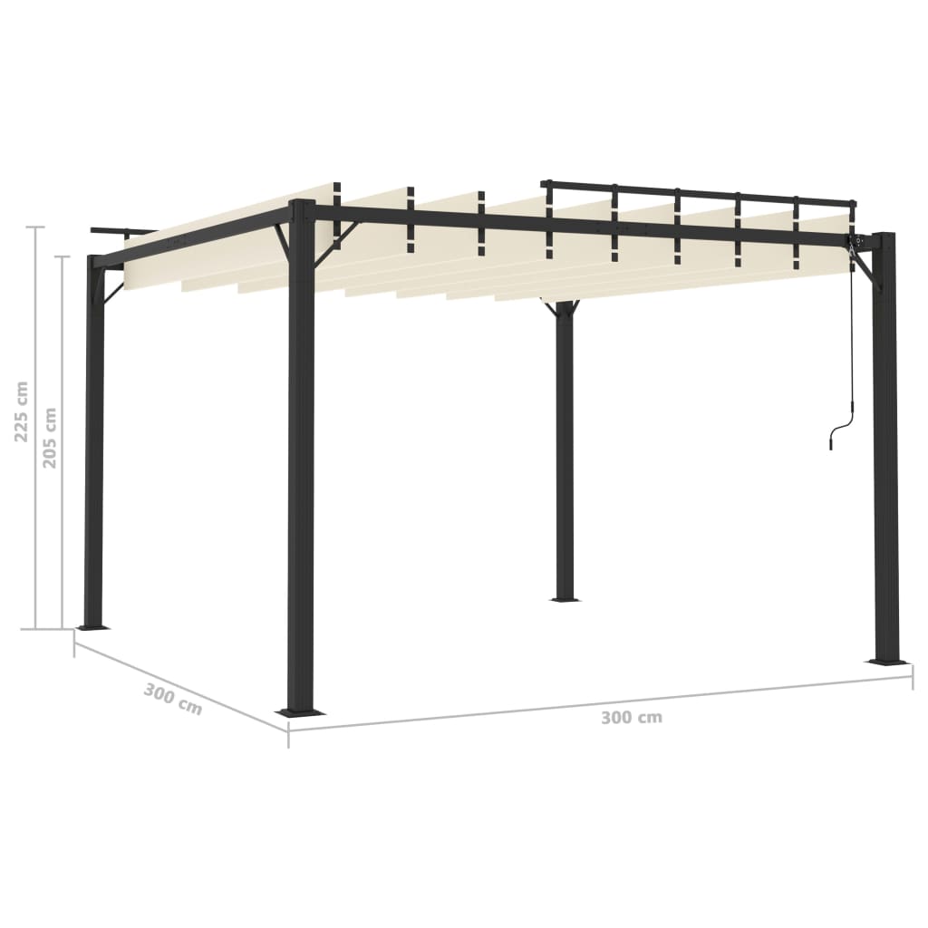 Gazebo con Tetto a Lamelle 3x3 m in Tessuto Crema e Alluminio | homemem39