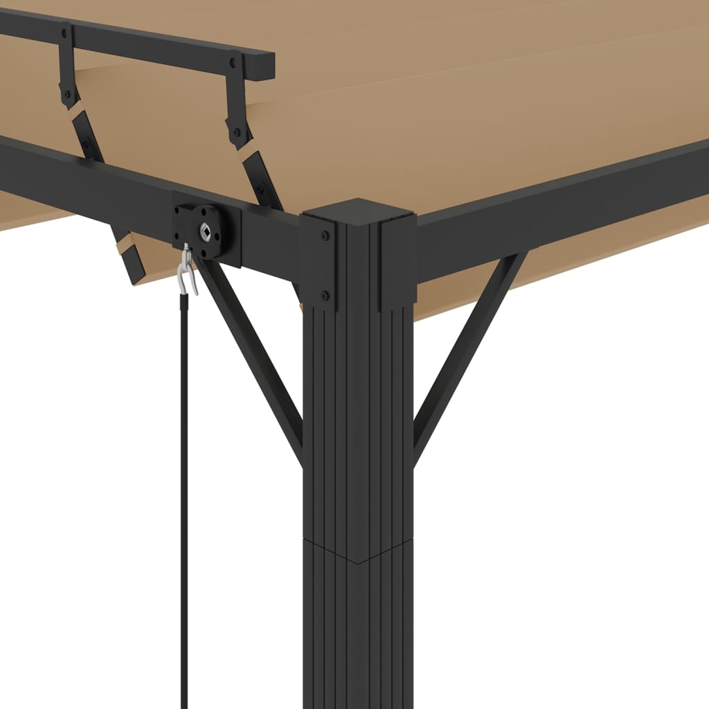 Gazebo con Tetto a Lamelle 3x3 m in Tessuto Tortora e Alluminio - homemem39