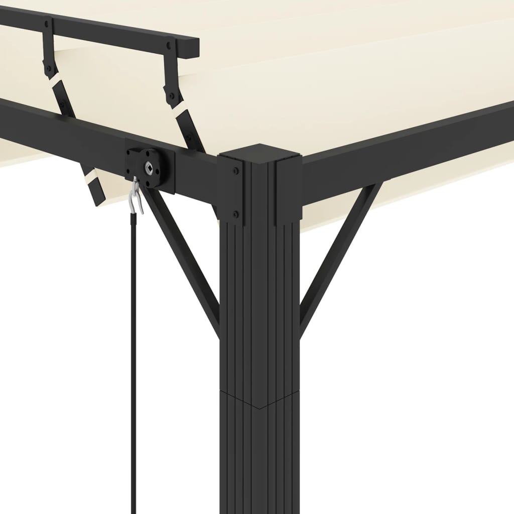 Gazebo con Tetto a Lamelle 3x4 m in Tessuto Crema e Alluminio - homemem39