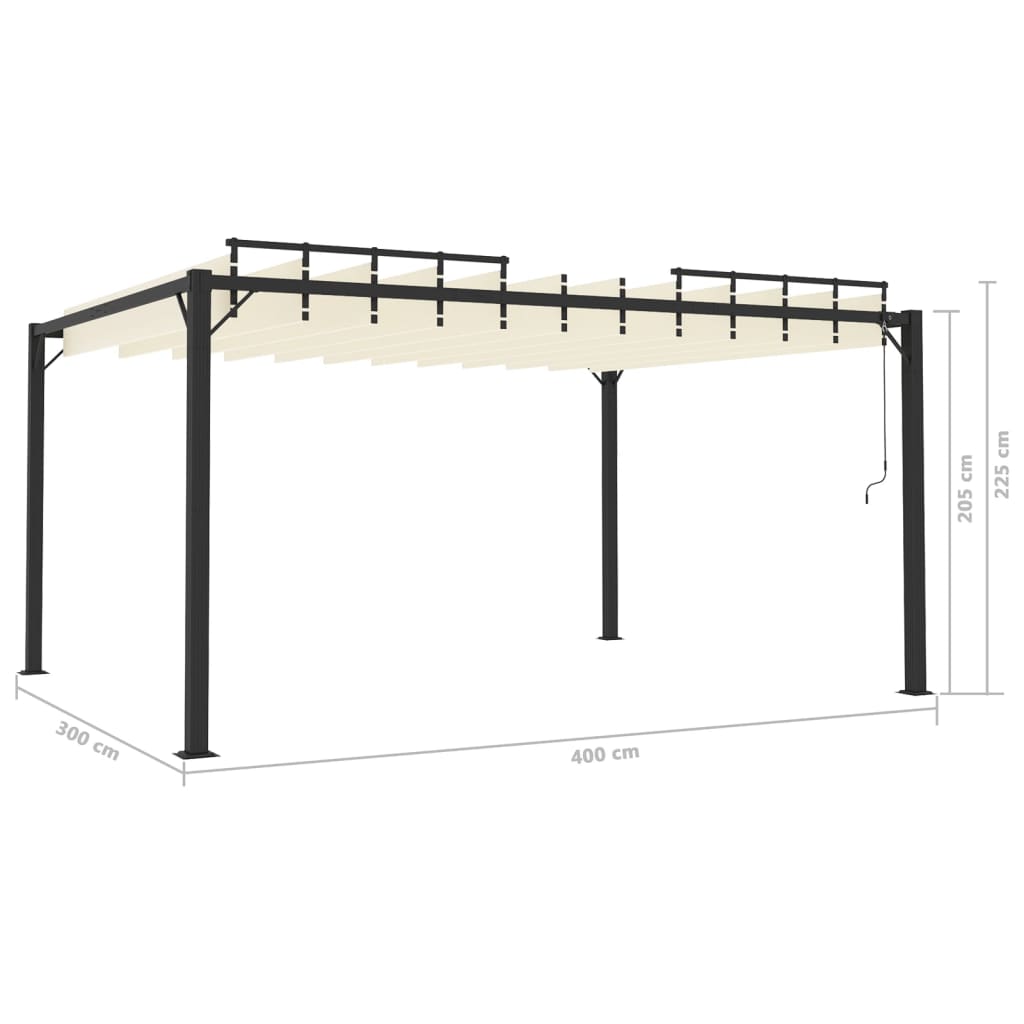 Gazebo con Tetto a Lamelle 3x4 m in Tessuto Crema e Alluminio | homemem39