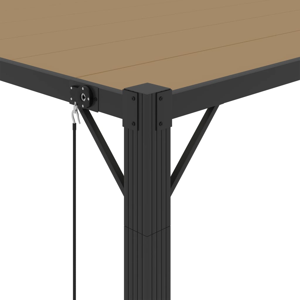 Gazebo con Tetto a Lamelle 3x4 m in Tessuto Tortora e Alluminio - homemem39